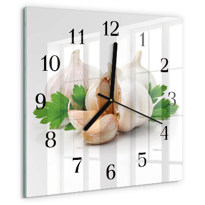 Wanduhr aus glas Knoblauch