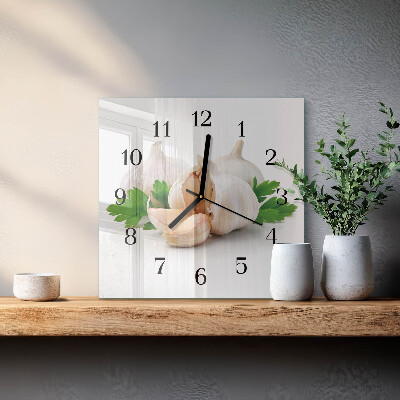 Wanduhr aus glas Knoblauch