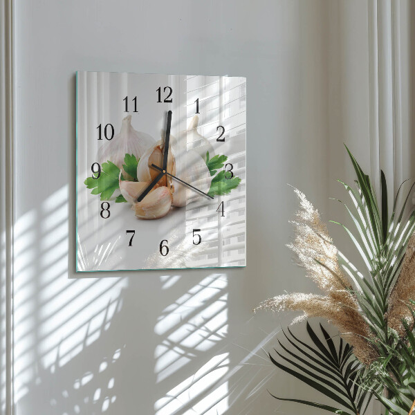 Wanduhr aus glas Knoblauch