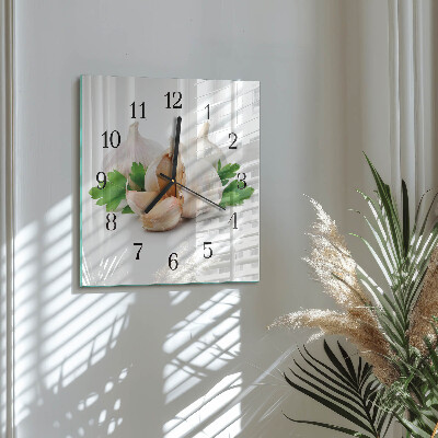 Wanduhr aus glas Knoblauch