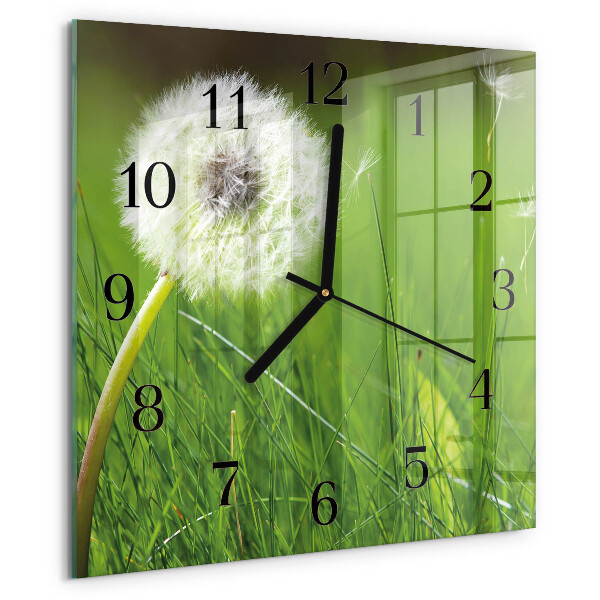 Wanduhr aus glas Löwenzahn