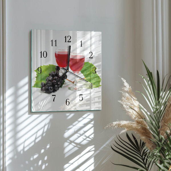 Wanduhr aus glas Trauben für Wein