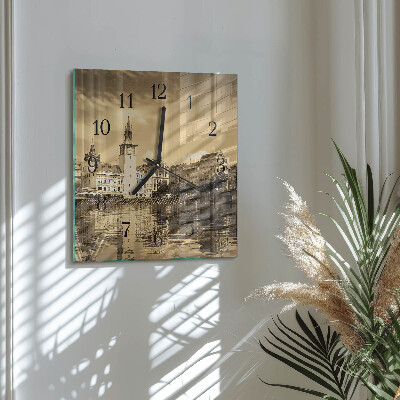 Wanduhr aus glas Sepia Castle