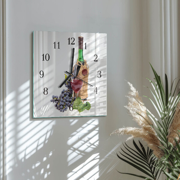 Wanduhr aus glas Trauben für Wein