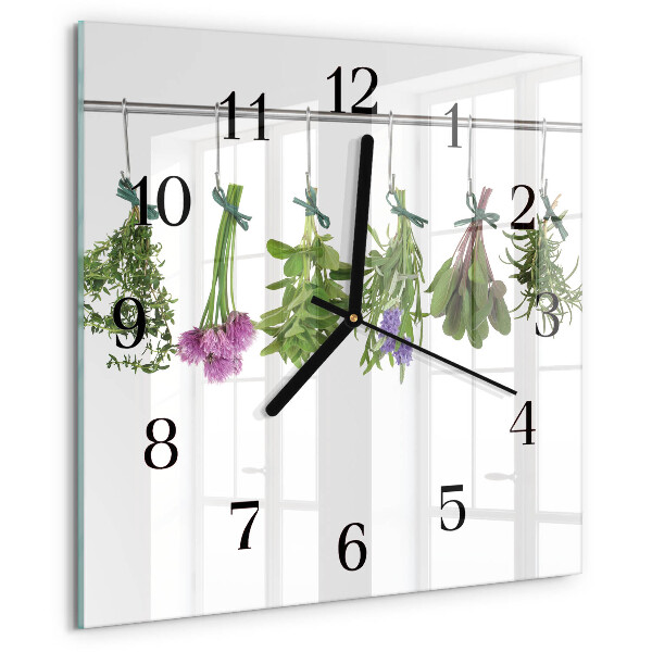 Wanduhr aus glas Kräuter