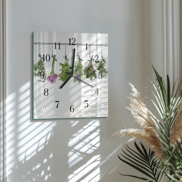 Wanduhr aus glas Kräuter