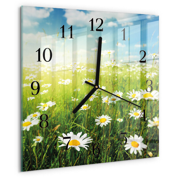 Wanduhr aus glas Gänseblümchen
