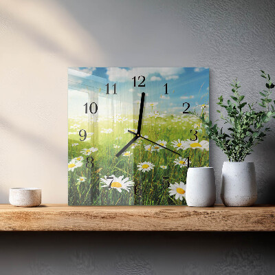 Wanduhr aus glas Gänseblümchen