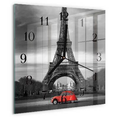 Wanduhr aus glas Eiffelturm-Auto