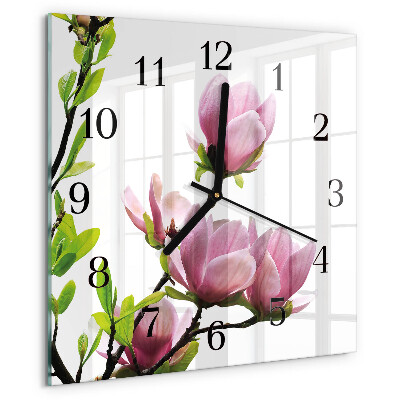 Wanduhr aus glas Magnolienblüte