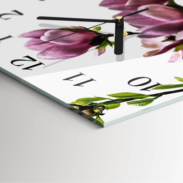 Wanduhr aus glas Magnolienblüte