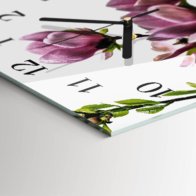 Wanduhr aus glas Magnolienblüte