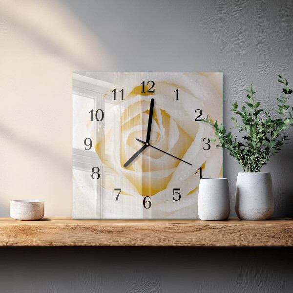 Wanduhr aus glas Rose