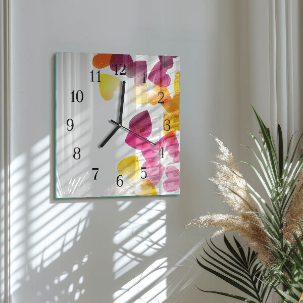 Wanduhr aus glas Bunte Herzen