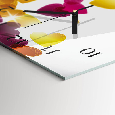 Wanduhr aus glas Bunte Herzen
