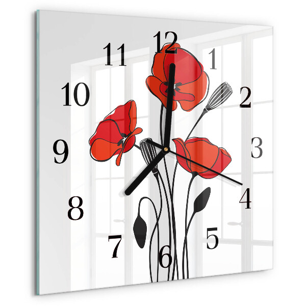 Wanduhr aus glas Mohn