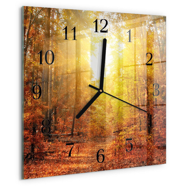 Wanduhr aus glas Herbstwald