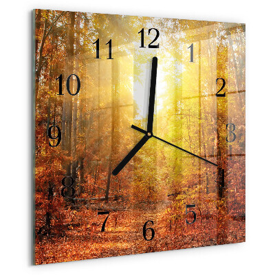 Wanduhr aus glas Herbstwald