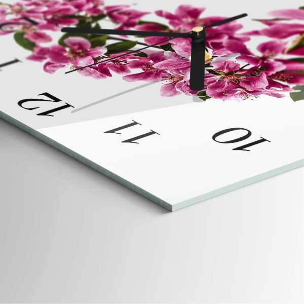 Wanduhr aus glas Blumen