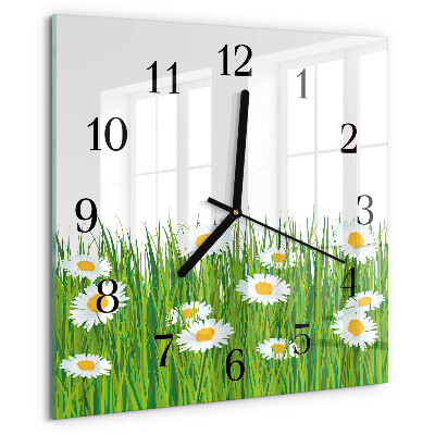 Wanduhr aus glas Gänseblümchen