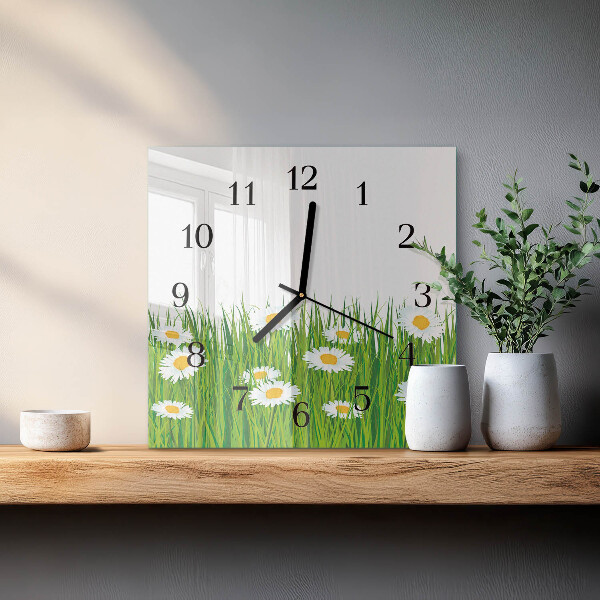 Wanduhr aus glas Gänseblümchen