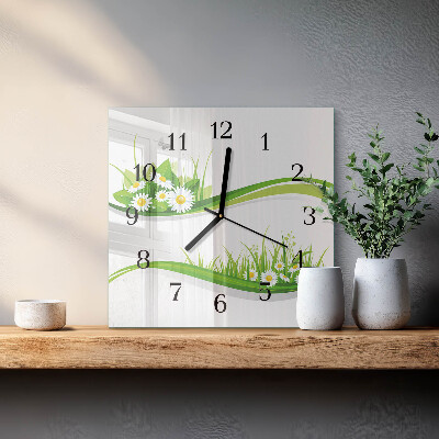 Wanduhr aus glas Gänseblümchen
