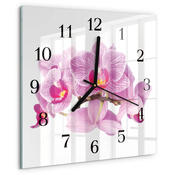 Wanduhr aus glas Orchideen