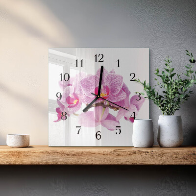 Wanduhr aus glas Orchideen