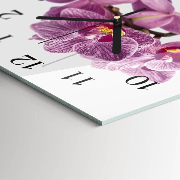 Wanduhr aus glas Orchideen