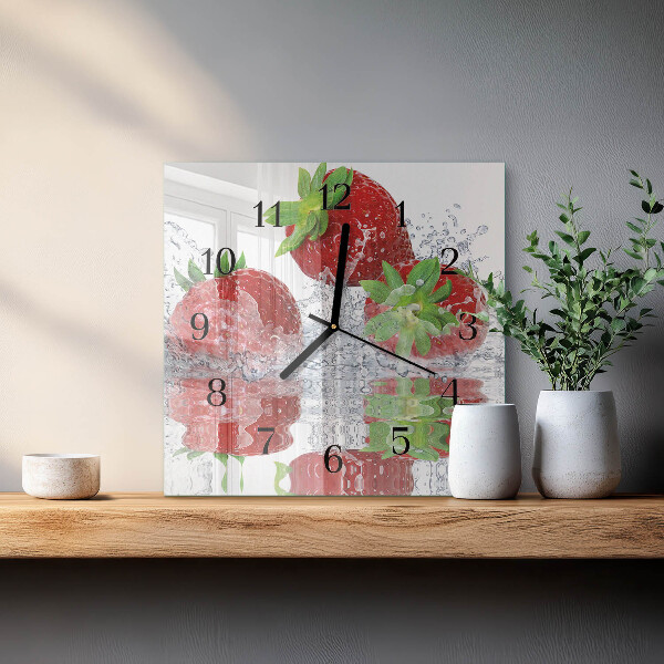Wanduhr aus glas Erdbeeren