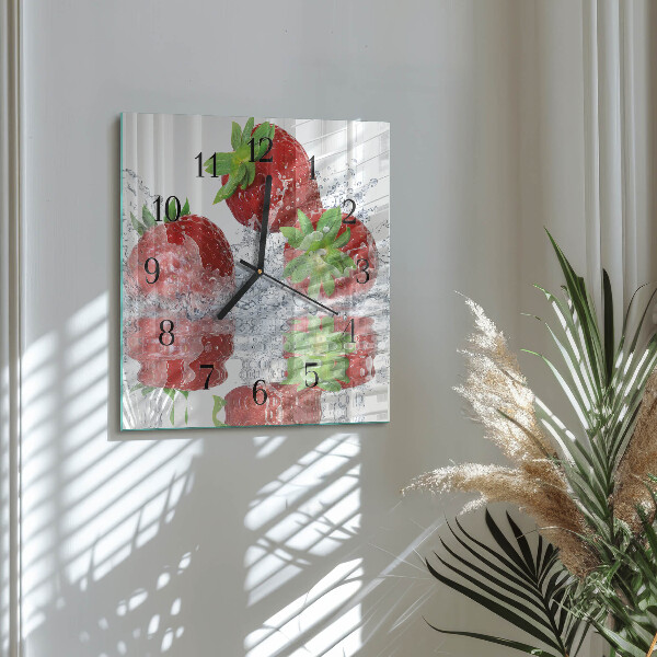 Wanduhr aus glas Erdbeeren