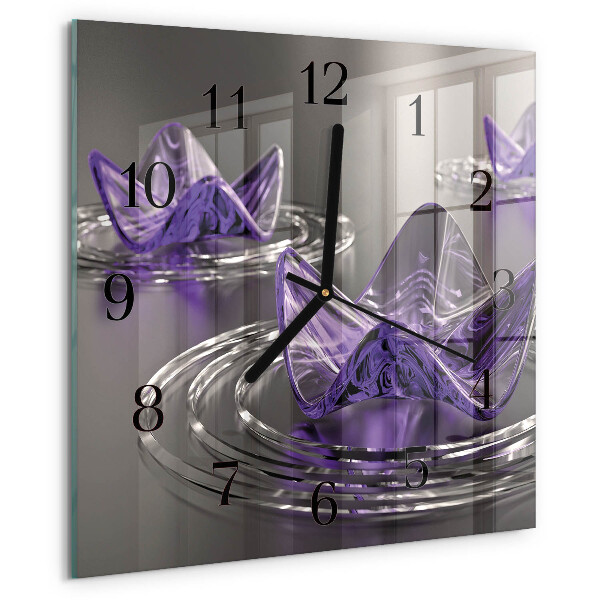 Wanduhr aus glas Glasblumen