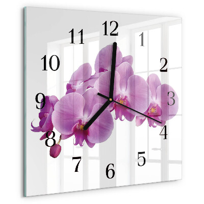 Wanduhr aus glas Orchidee