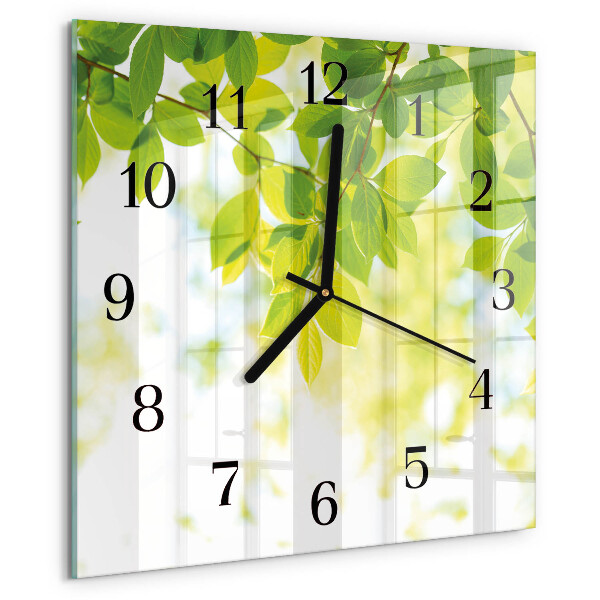 Wanduhr aus glas Blätter