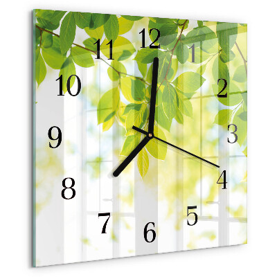 Wanduhr aus glas Blätter