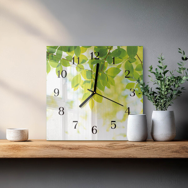 Wanduhr aus glas Blätter
