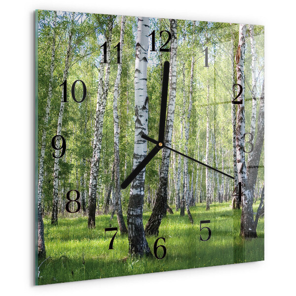 Wanduhr aus glas Birkenwald