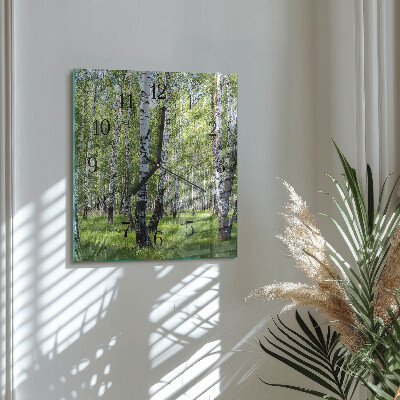 Wanduhr aus glas Birkenwald