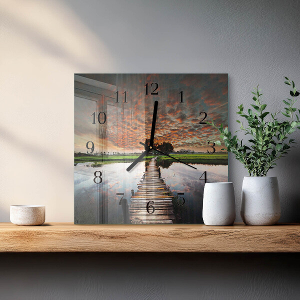 Wanduhr aus glas Meadow Bridge