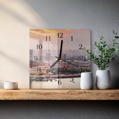 Wanduhr aus glas Stadt