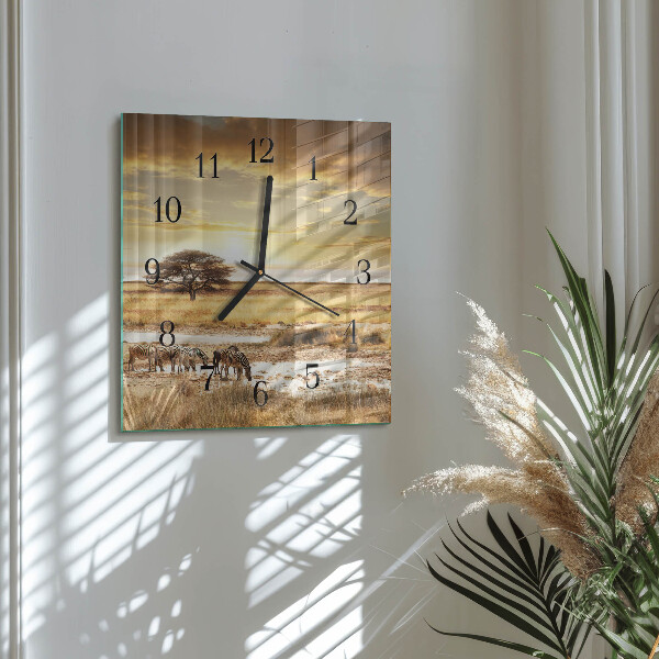 Wanduhr aus glas Zebras