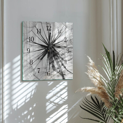 Wanduhr aus glas Löwenzahn