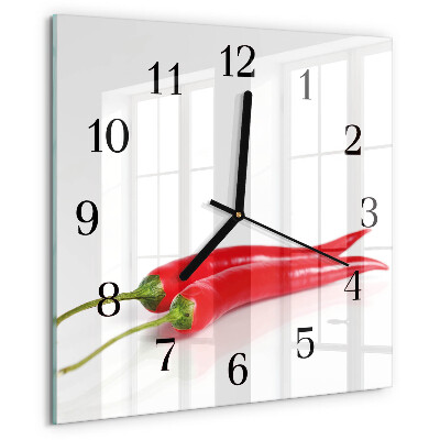 Wanduhr aus glas Chilischoten