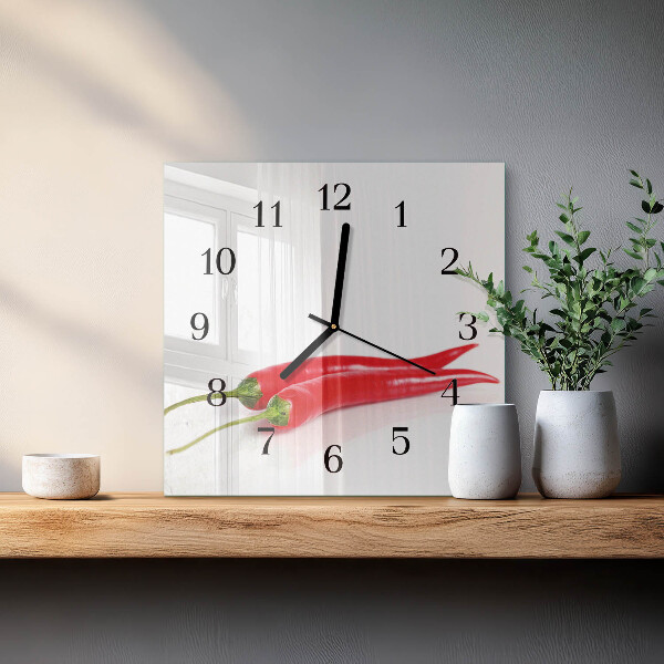 Wanduhr aus glas Chilischoten