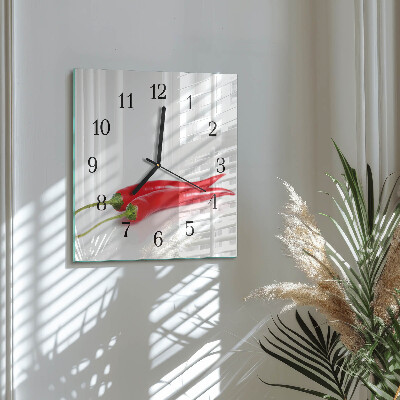 Wanduhr aus glas Chilischoten