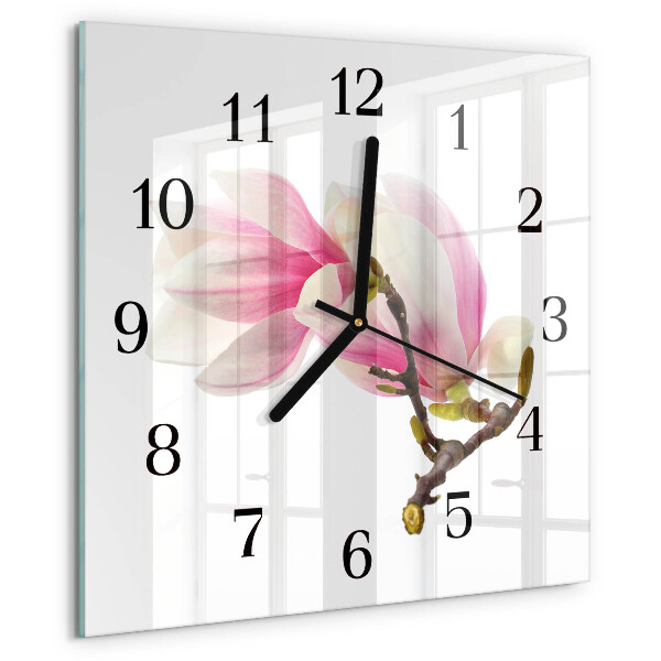 Wanduhr aus glas Magnolienblüte