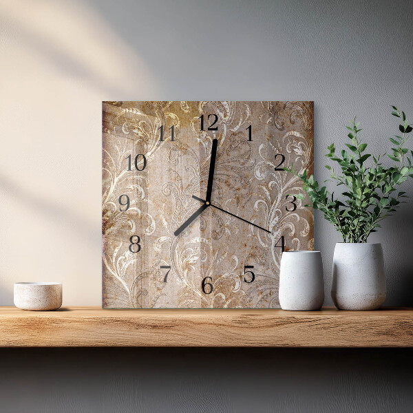 Wanduhr aus glas Blumenmuster