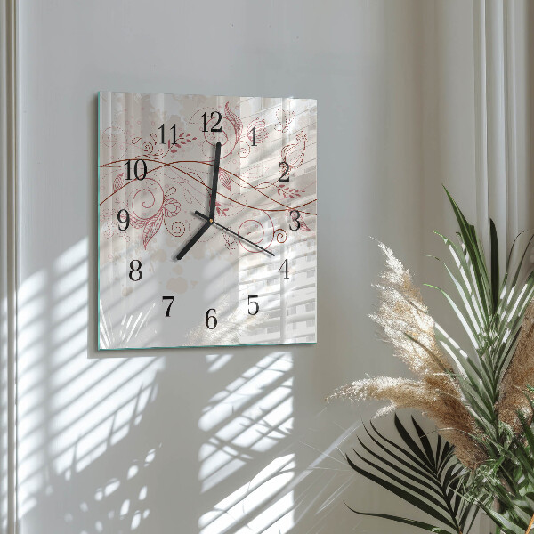 Wanduhr aus glas Blumenkunst