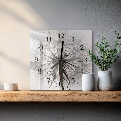 Wanduhr aus glas Löwenzahn