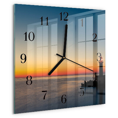 Wanduhr aus glas Leuchtturm Meer